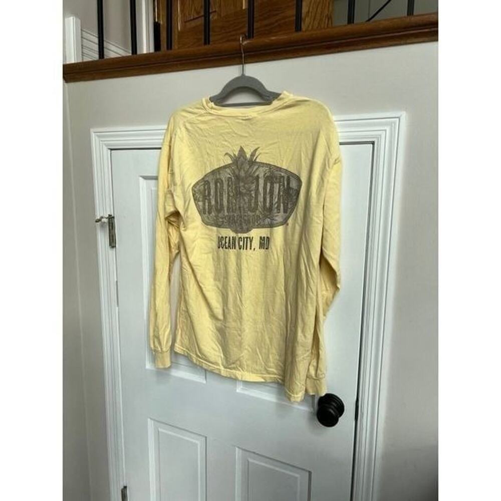 Ron Jon Surf Shop Men's Yellow Long Sleeve Graphic T Shirt Size Large